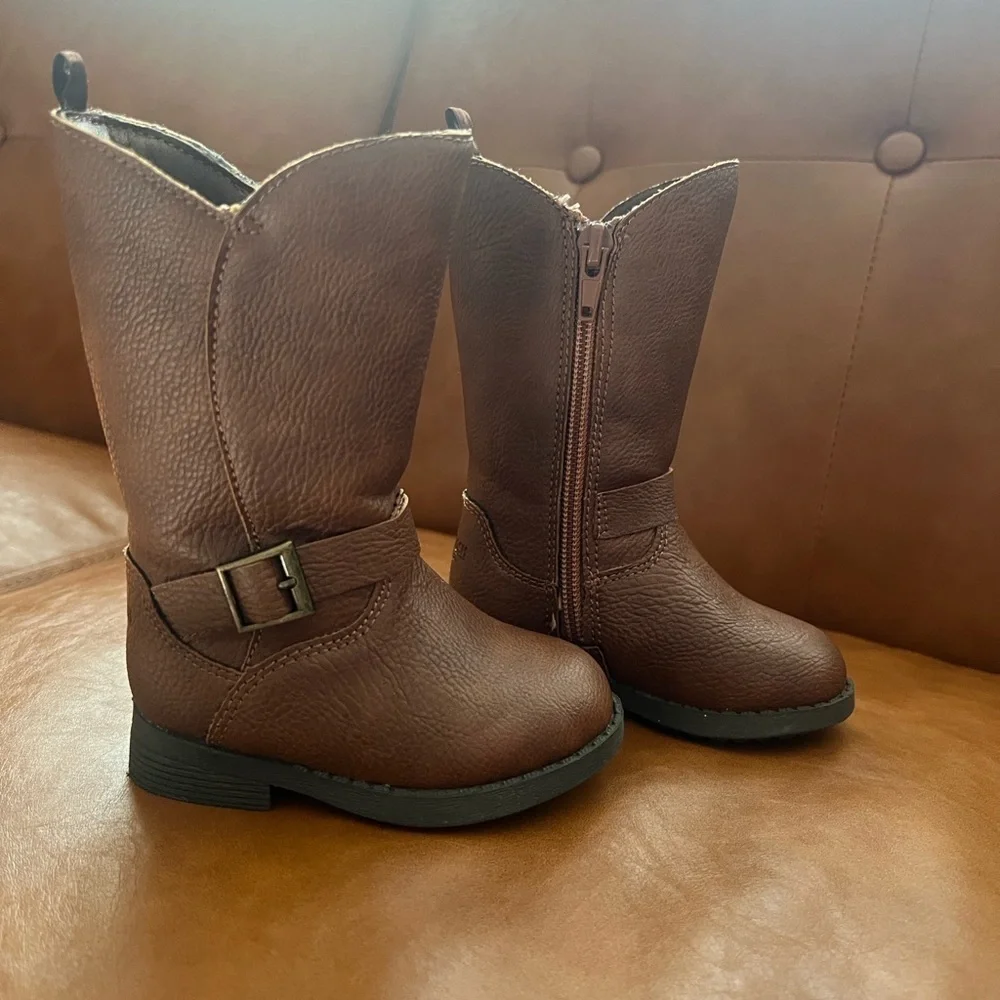 OshKosh B'Gosh Baby  Toddler Little Girls Lumi Fashion Boot Sz 4 Brow Tall Boots
